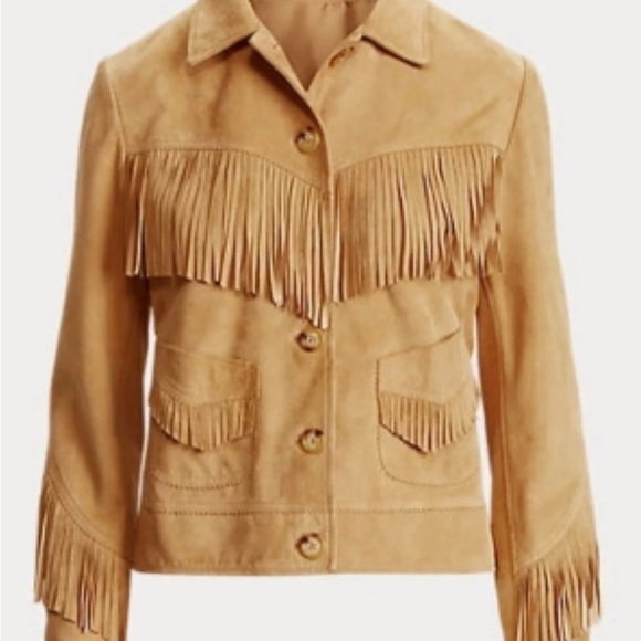 Ralph Lauren- Women’s Goat Suede Fringe Jacket - Size 10 - Picture 3 of 6